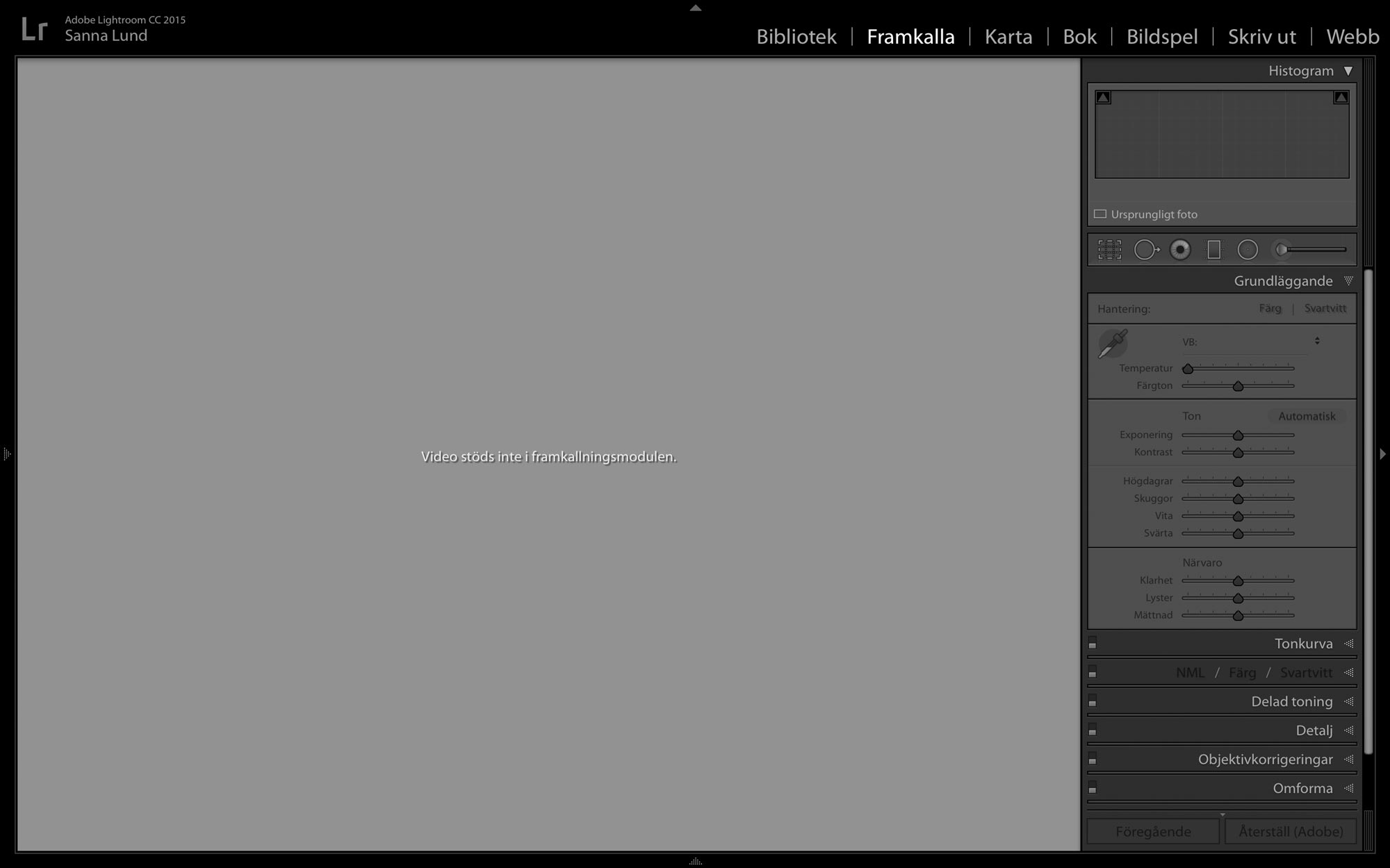 Bildbehandla video i Lightroom