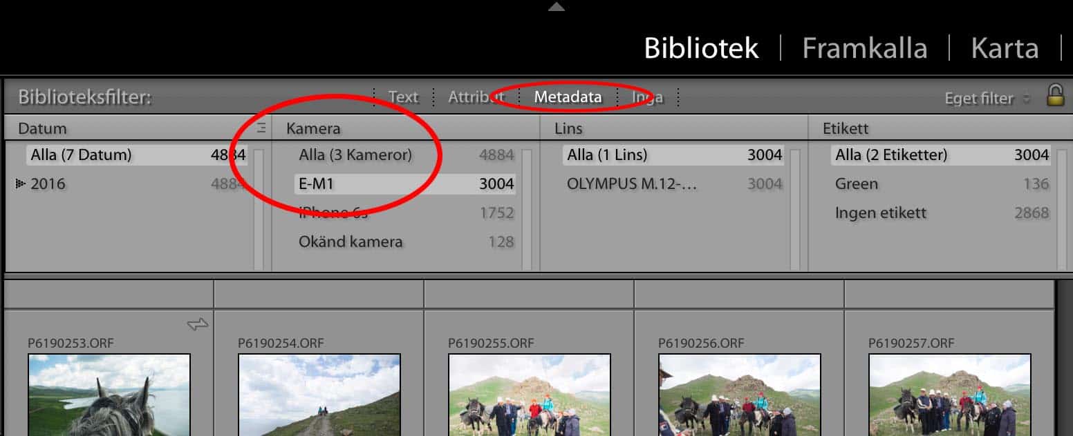 Filtrera på kamera