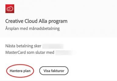 Hantera plan Creative Cloud