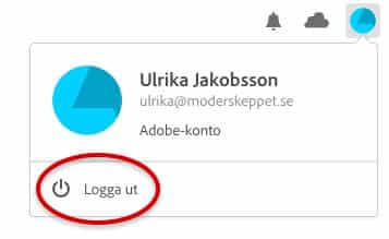 Logga ut från Creative Cloud