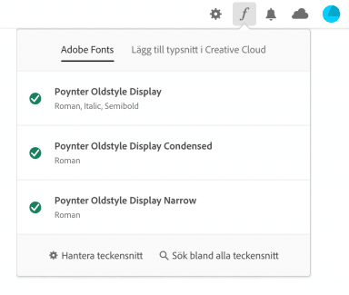 Adobe Fonts i Creative Cloud