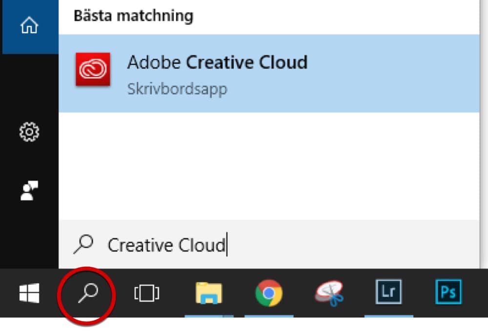 Sök efter Creative Cloud