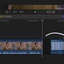 Tidslinjen i Final Cut Pro X där ett klipp flyttas.