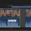 Ett klipp på tidslinjen i Final Cut Pro där ljudet på klippet höjs.