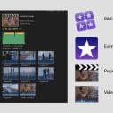 Bibliotek, event och projekt i Final Cut Pro X.