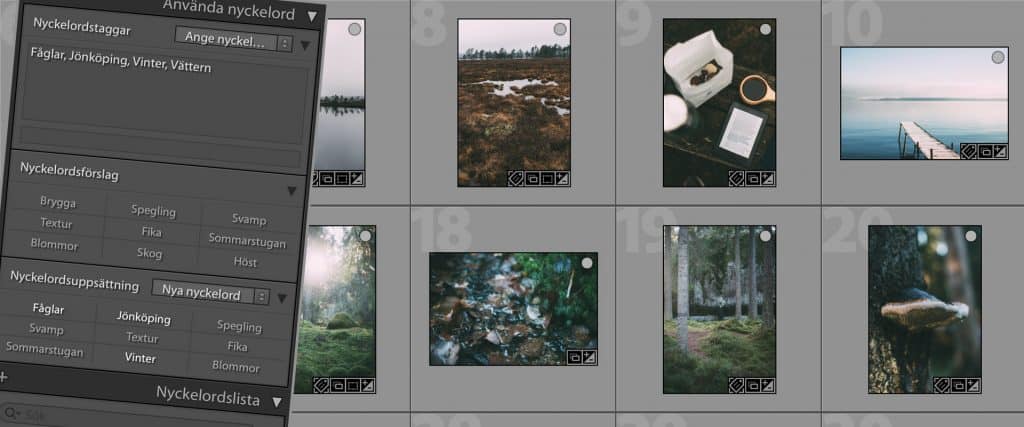 Nyckelord i Lightroom
