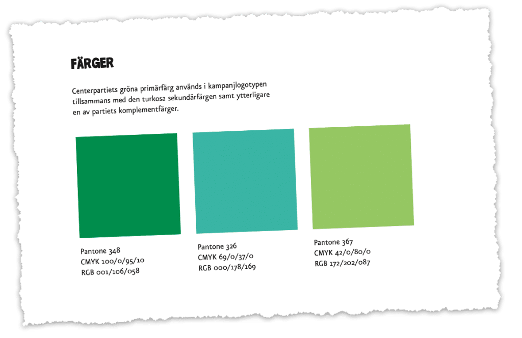 Pantone i en grafisk manual