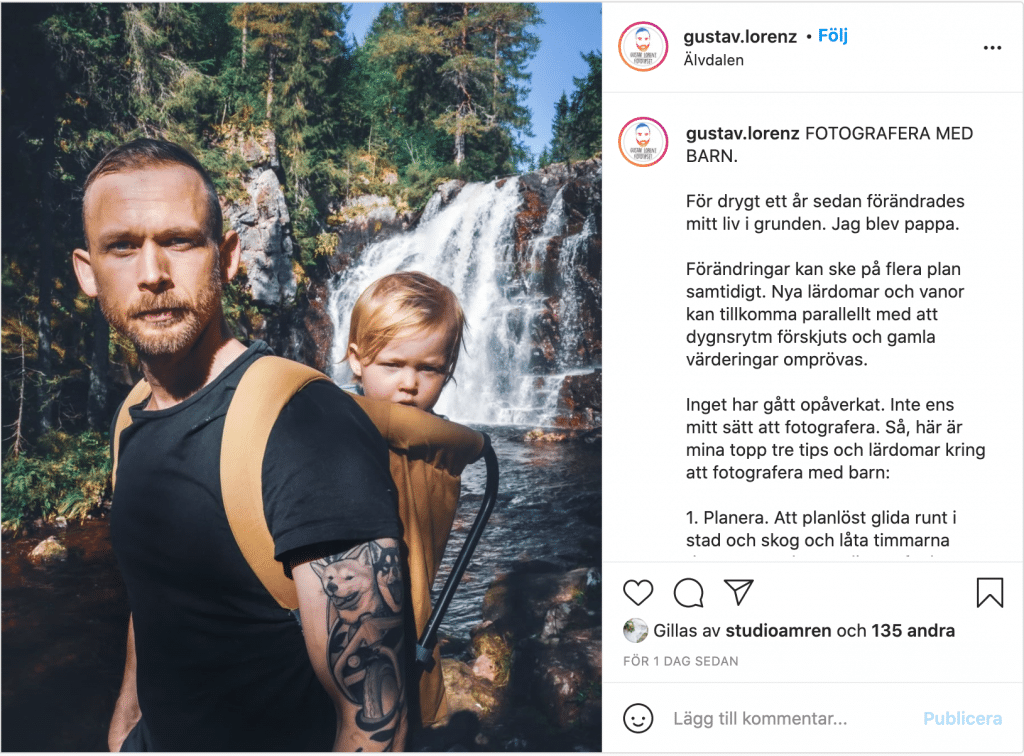 Skärmavbild från Gustav Lorenz instagram.