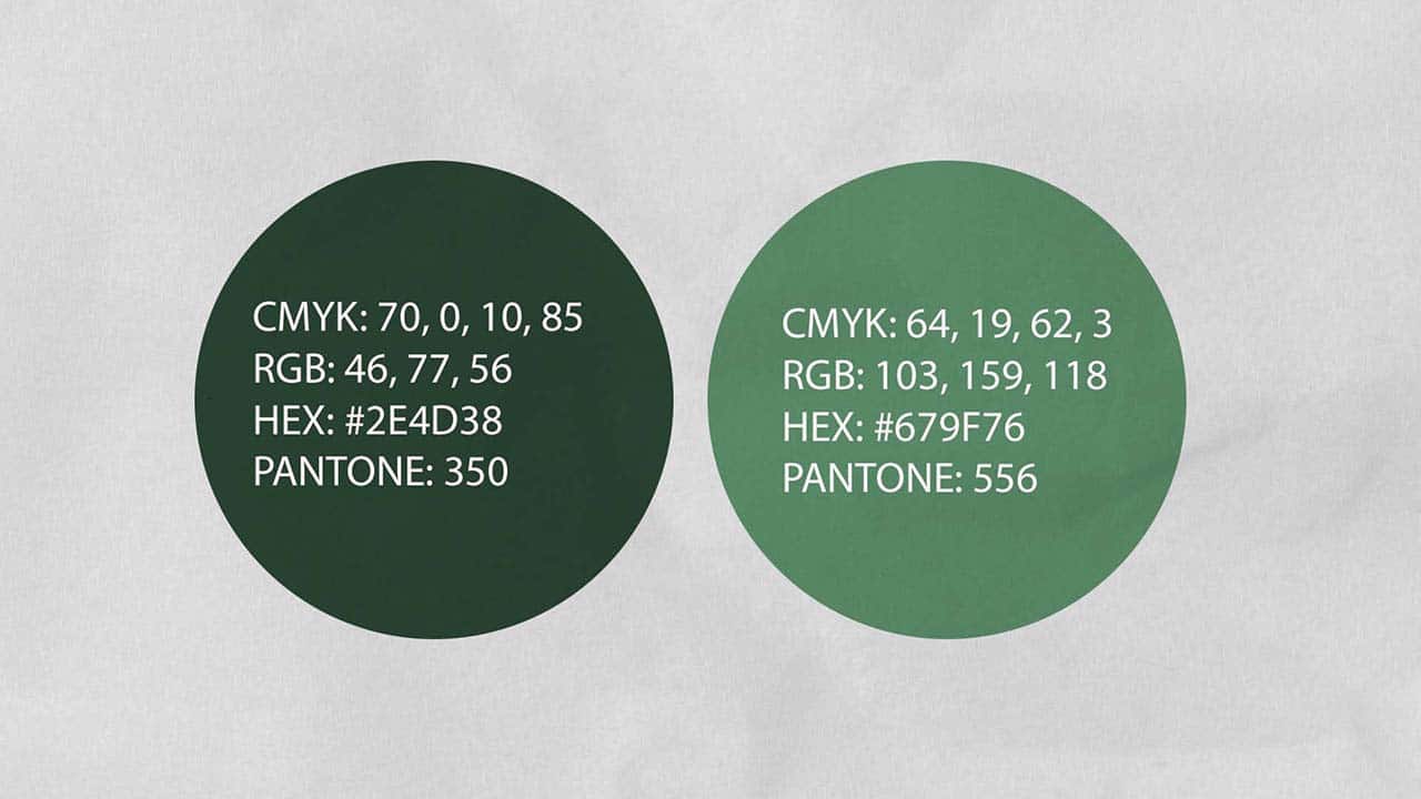 Två färgblock med tydliga färgkoder, tagna ur den grafiska profilen.