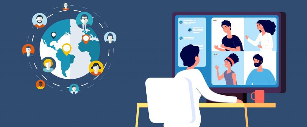 Illustrerad bild av person som sitter i ett videomöte i Microsoft Teams.