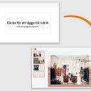 Två PowerPoint-fönster, ett med tom mall och ett med färdigdesignad säljpresentation.