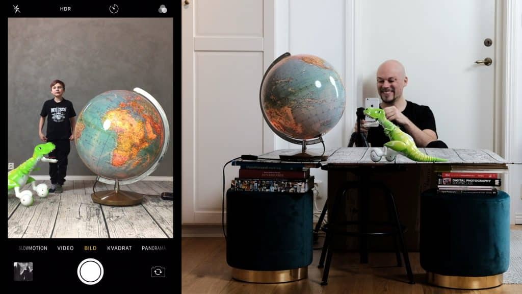 Foto på Jonas Burman som fotograferar sin son i annorlunda perspektiv