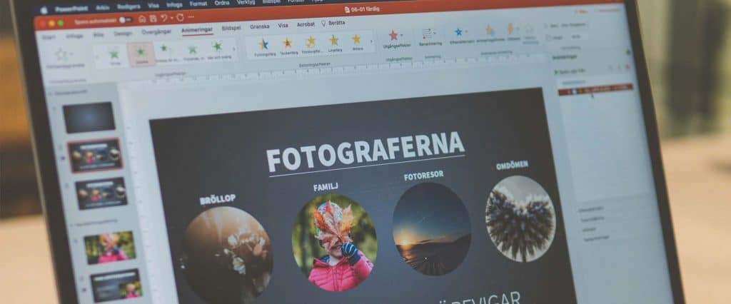 powerpoint med fliken för animeringar aktiverad