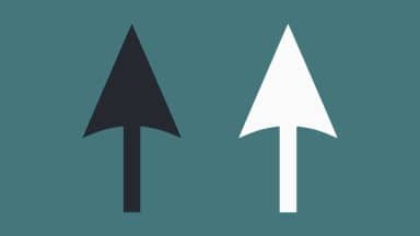 En svart och en vit pil mot en mörkgrön bakgrund