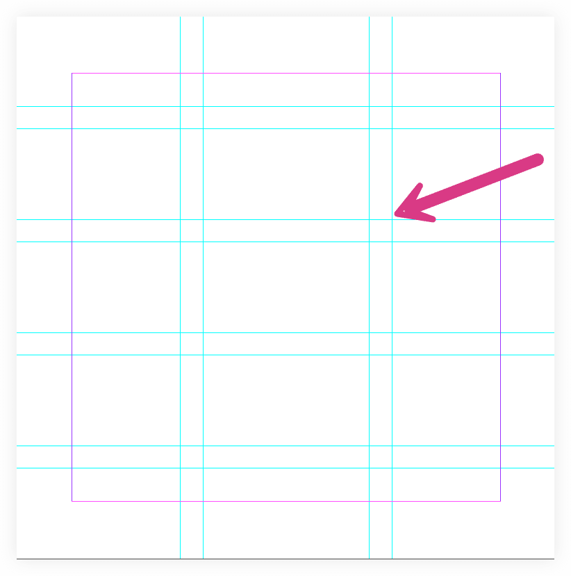 Vanliga stödlinjer i InDesign som är statiska