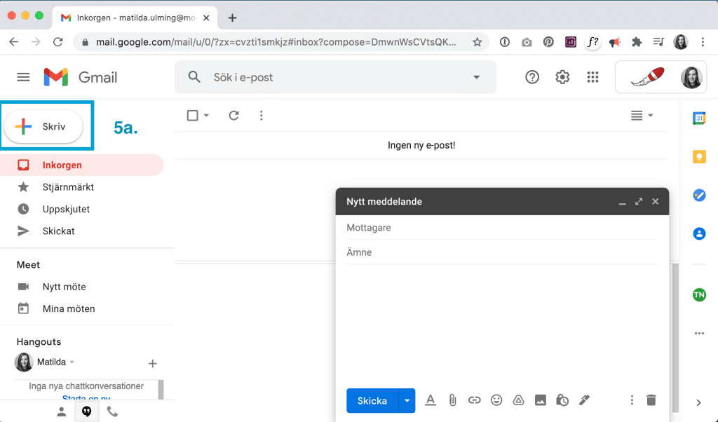 Gmail skapa nytt mail.