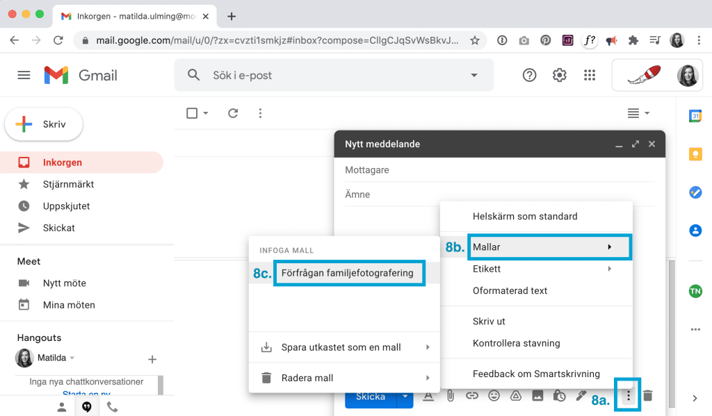 Gmail infoga mall nytt mail.
