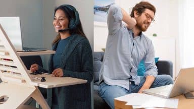 Bra och dåligt exempel på ergonomisk arbetsplats