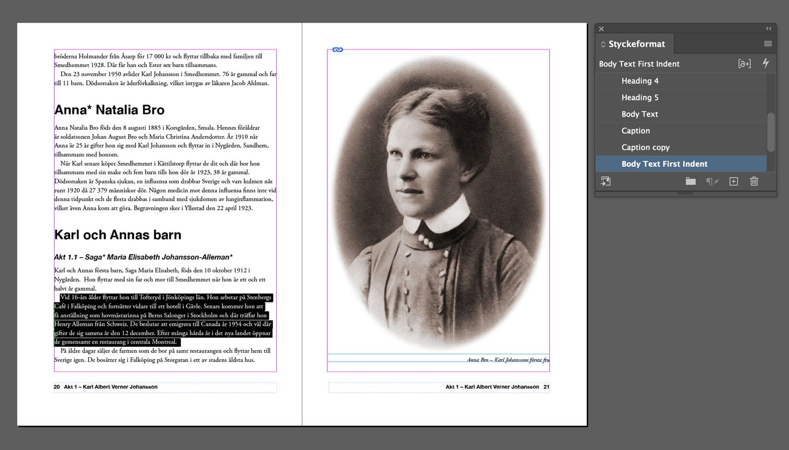 Släktbok i InDesign