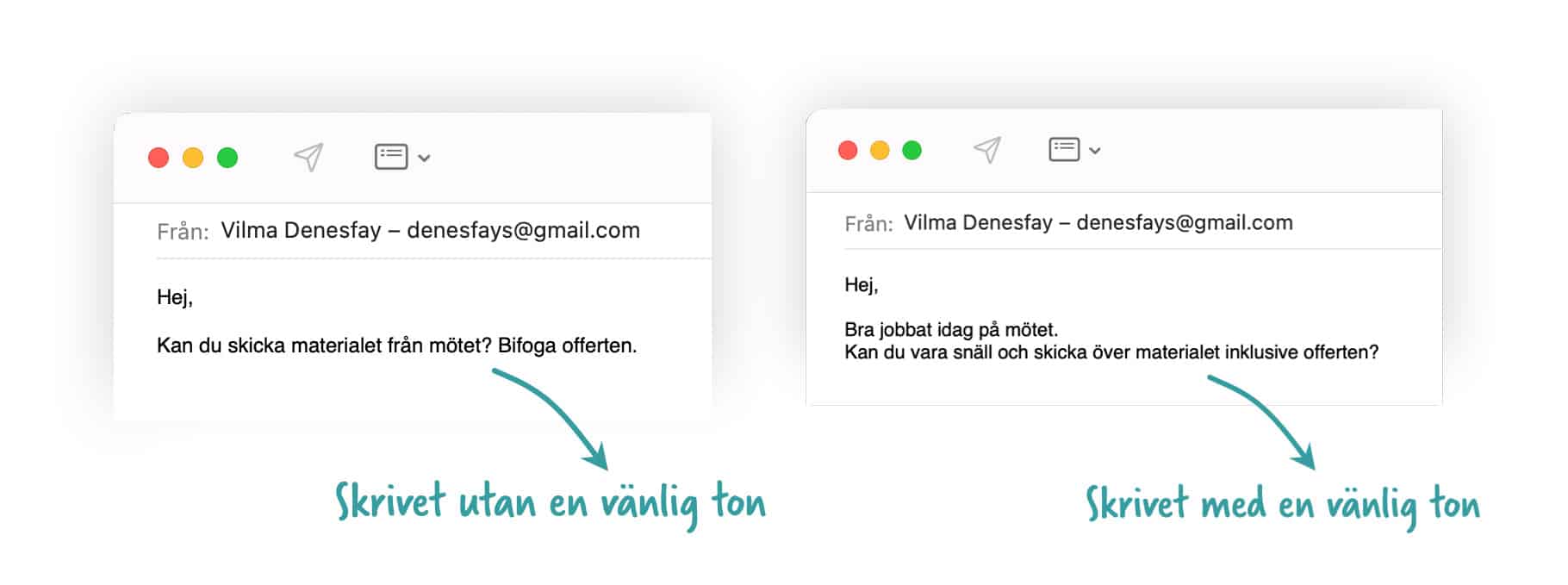 Skärmdump på ett dåligt och bra exempel