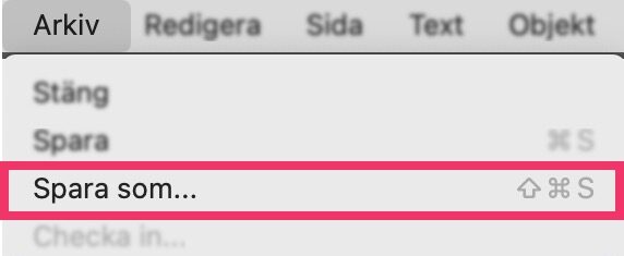 Arkiv > spara som