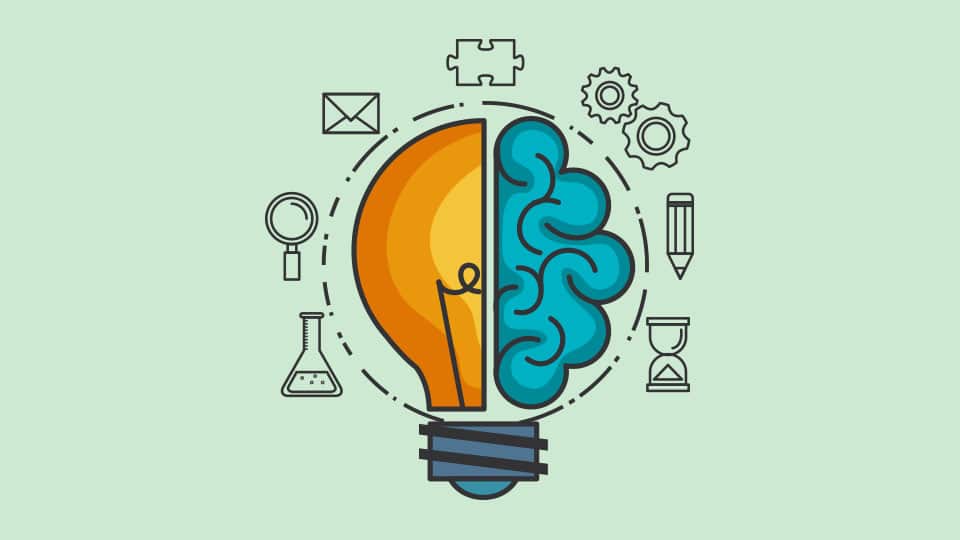 Illustration av en hjärna/glödlampa