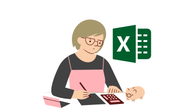 Illustration av en kvinna som gör en budget