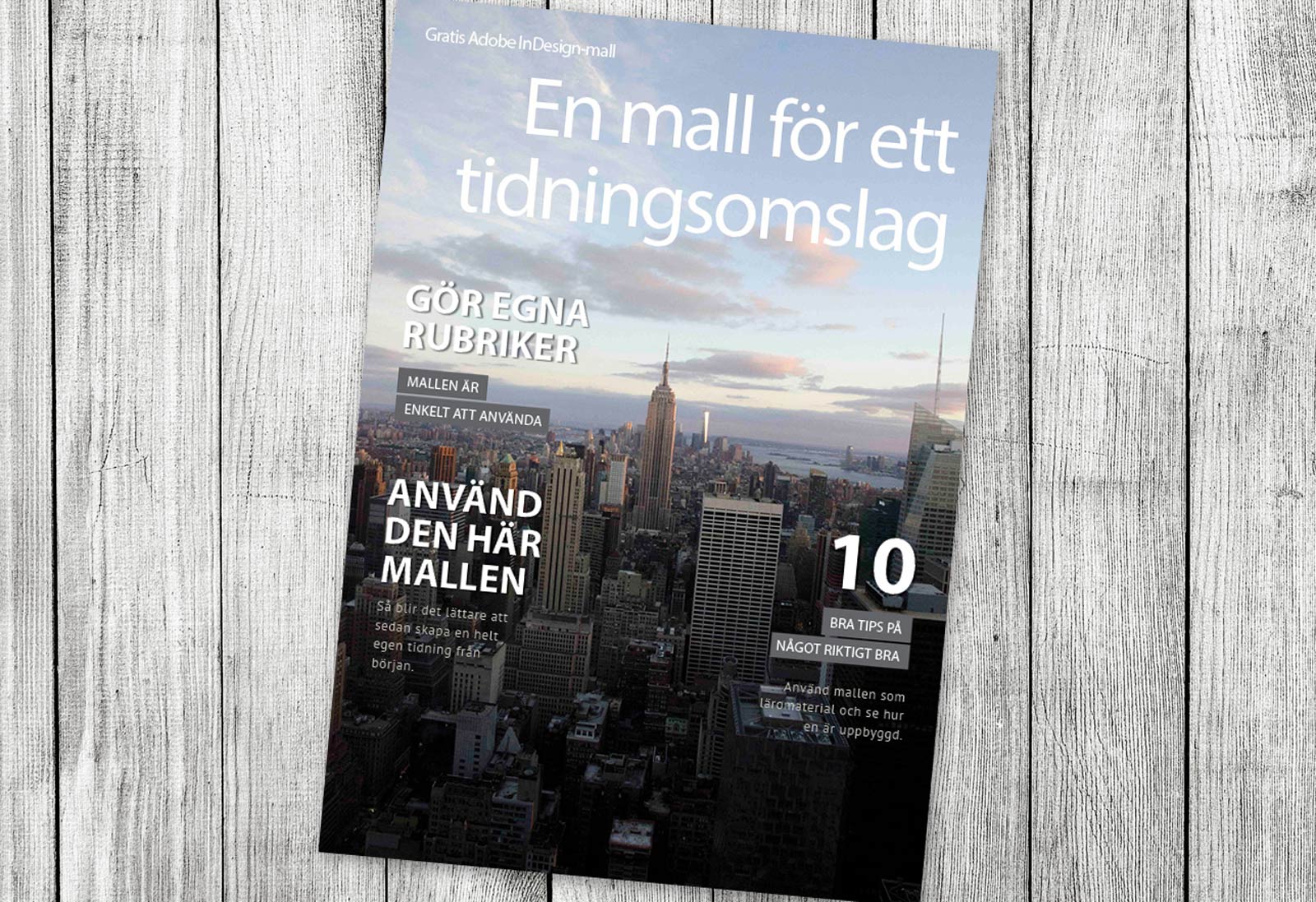 Mall för ett omslag till en tidning - gjord i indesign