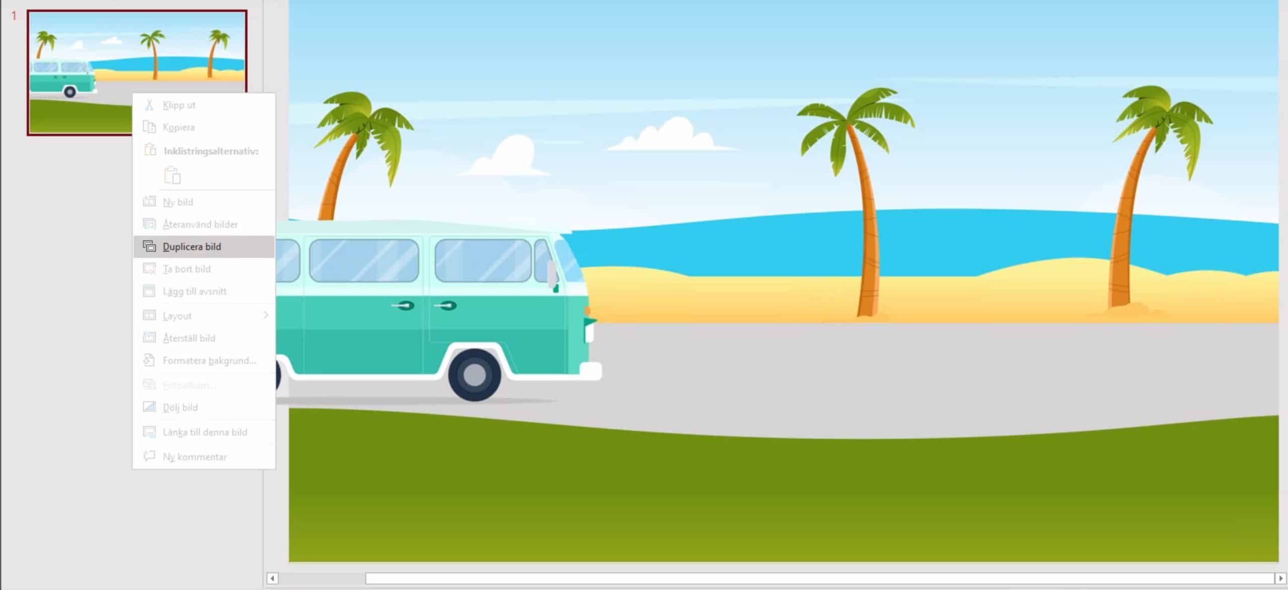 För att använda morfning behöver du duplicera din slide