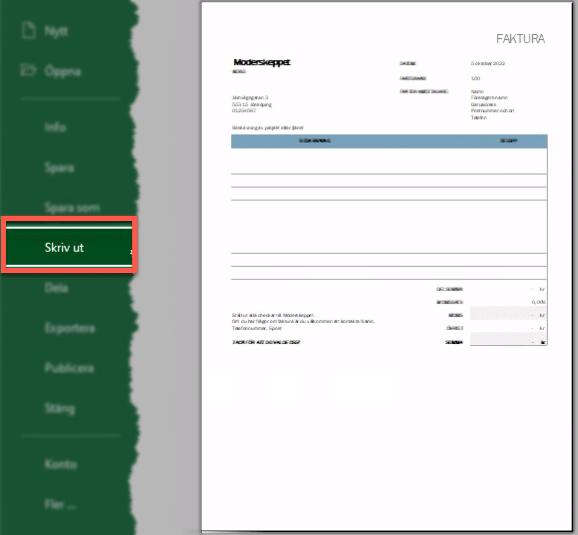 förhandsgranska i Excel