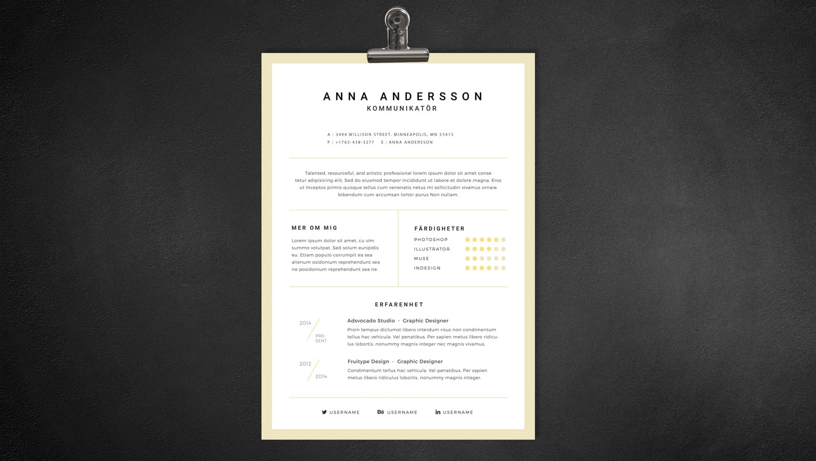 Bild på cv-mall i en mockup