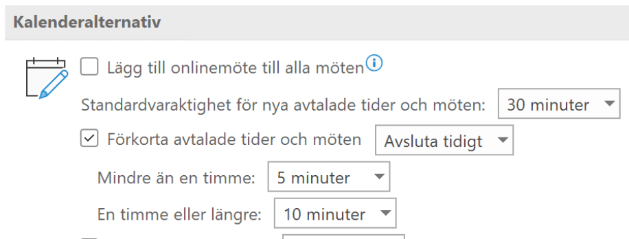 kalenderalternativ i Outlook