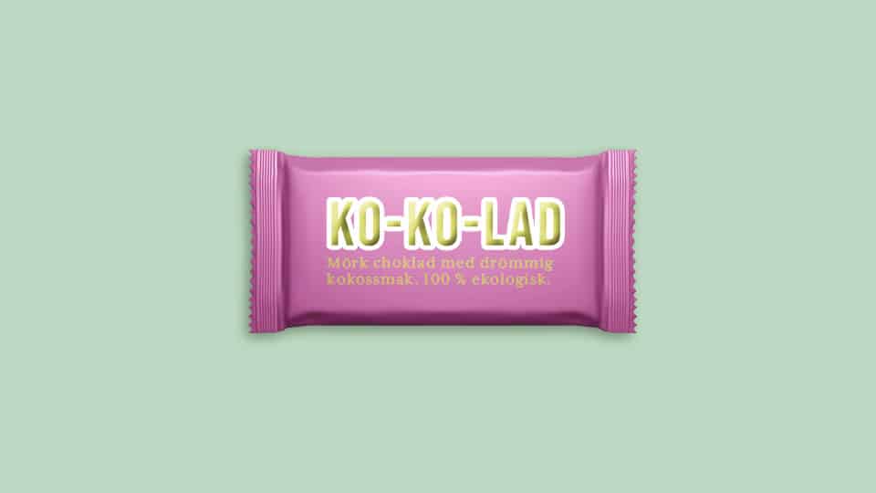 En chokladkaka med texten kokolad