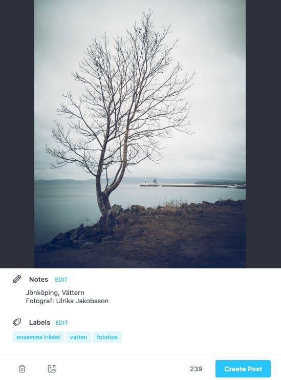 Anteckning och etikett på bild i Later