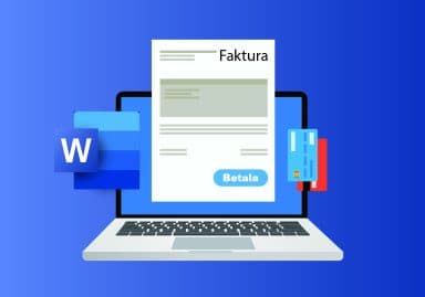 bild på dator med faktura och words logga
