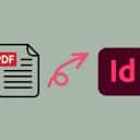 Symbolen för pdf-dokument med pil mot InDesign-logga