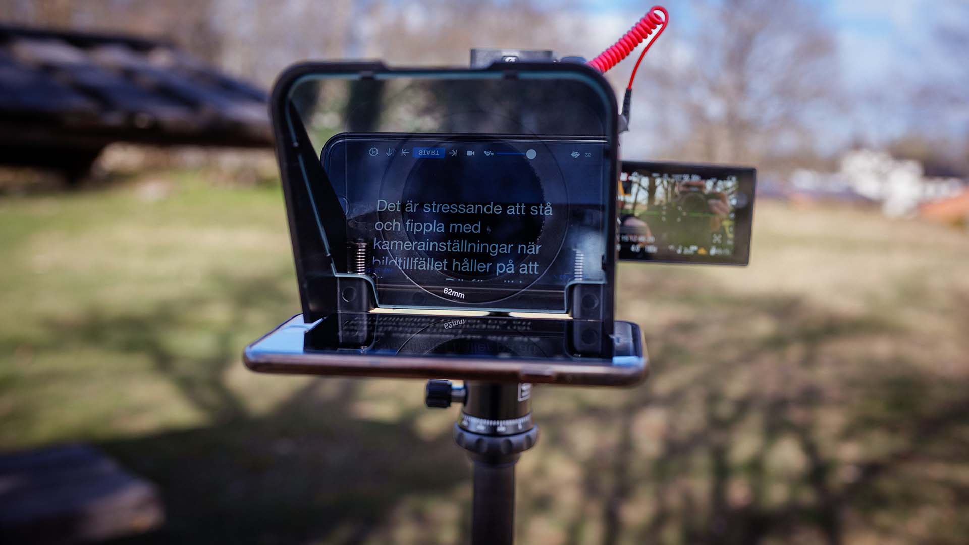 En teleprompter med mobil