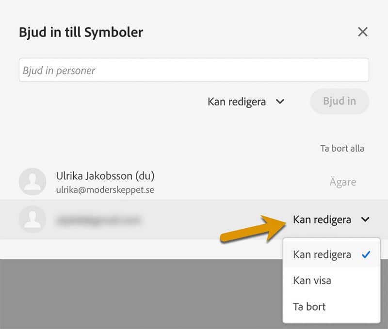 Ändra rättigheter i CC Bibliotek