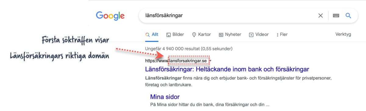Bild på en googlesökning