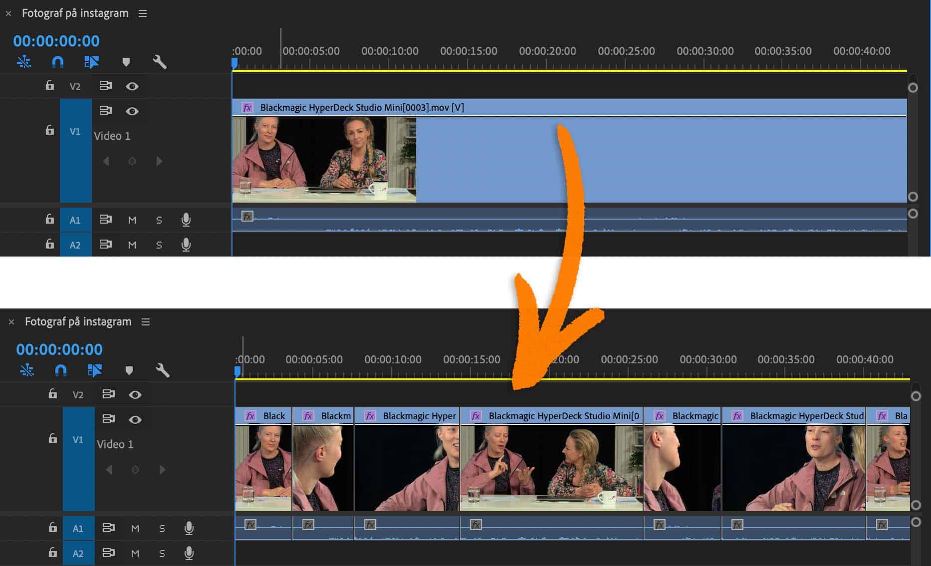 Scene edit detection i Premiere Pro