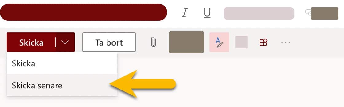 Knappen Skicka i Outlook
