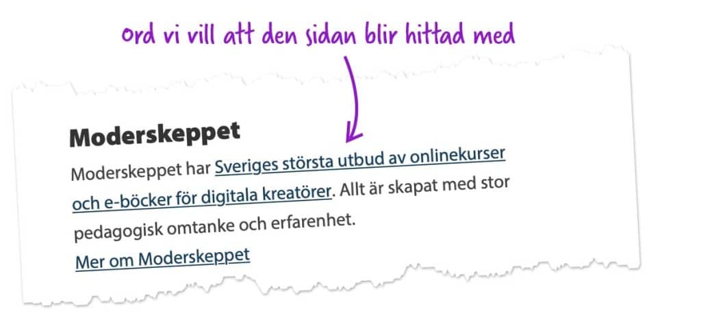 Sökmotoroptimering: ord i länkar