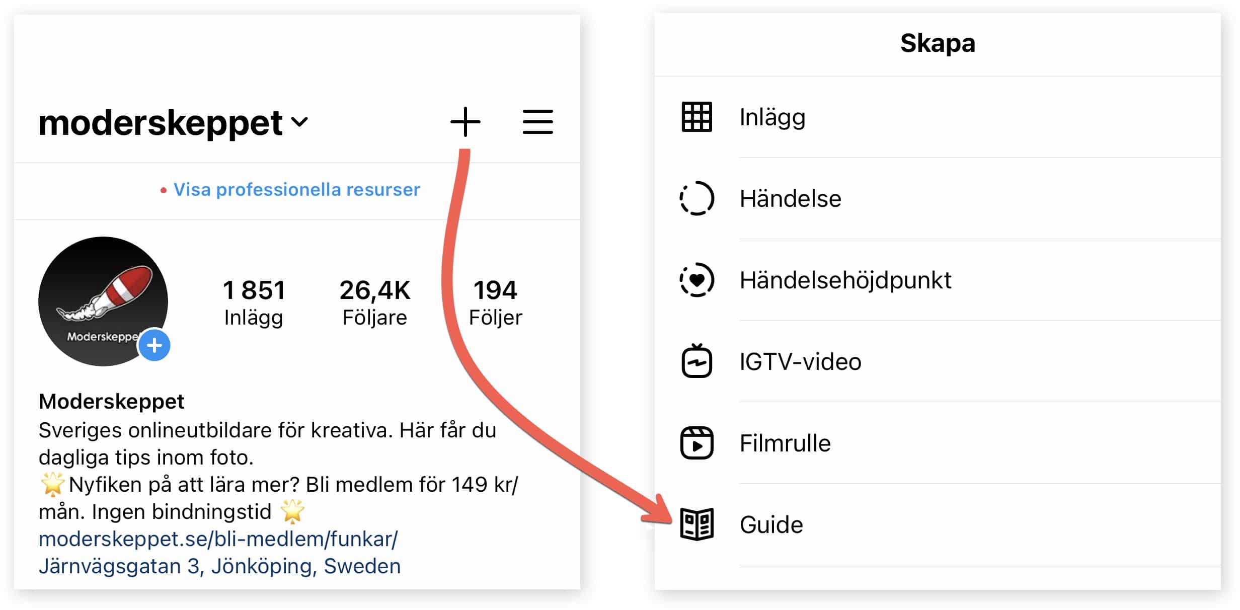 Att skapa en Instagram Guide