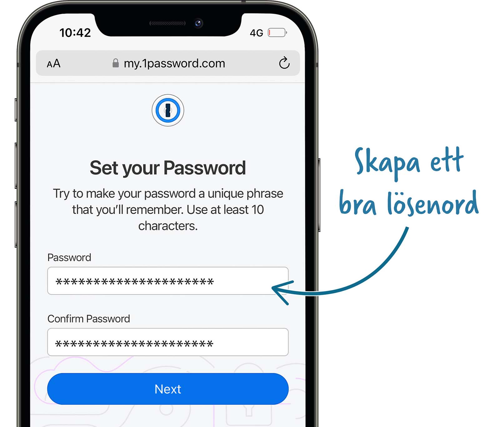 Skärmdump på 1passwords lösenordsgenererare