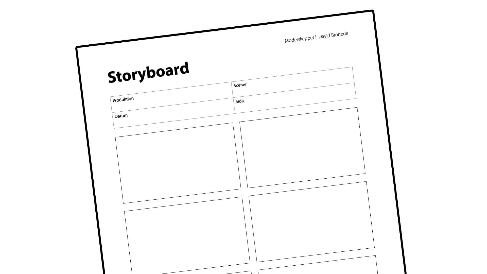 Ett tomt storyboard-dokument