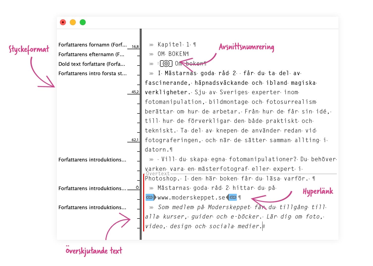 Textbehandlaren i InDesign