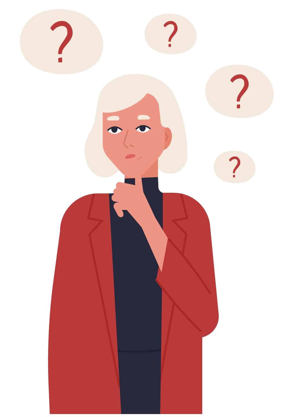 Illustration på en kvinna som tänker efter