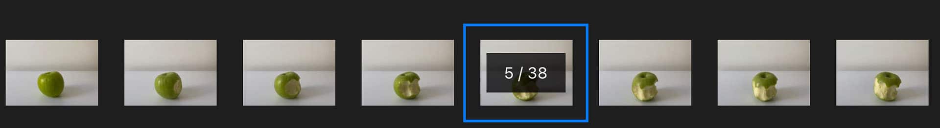 En skärmbild av flera bilder tagna av samma objekt till en stop motion-film