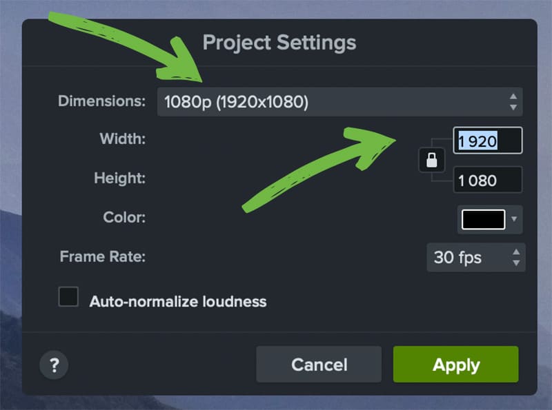 Ställa in rätt storlek på et Camtasia-projekt