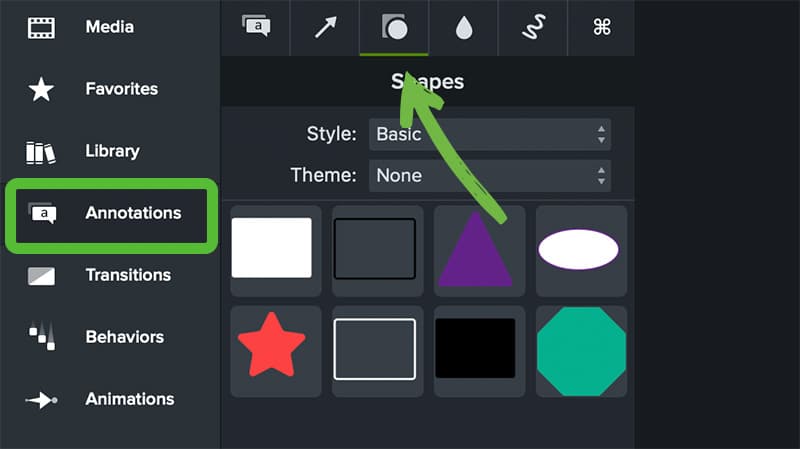 Fliken Annotations i Camtasia